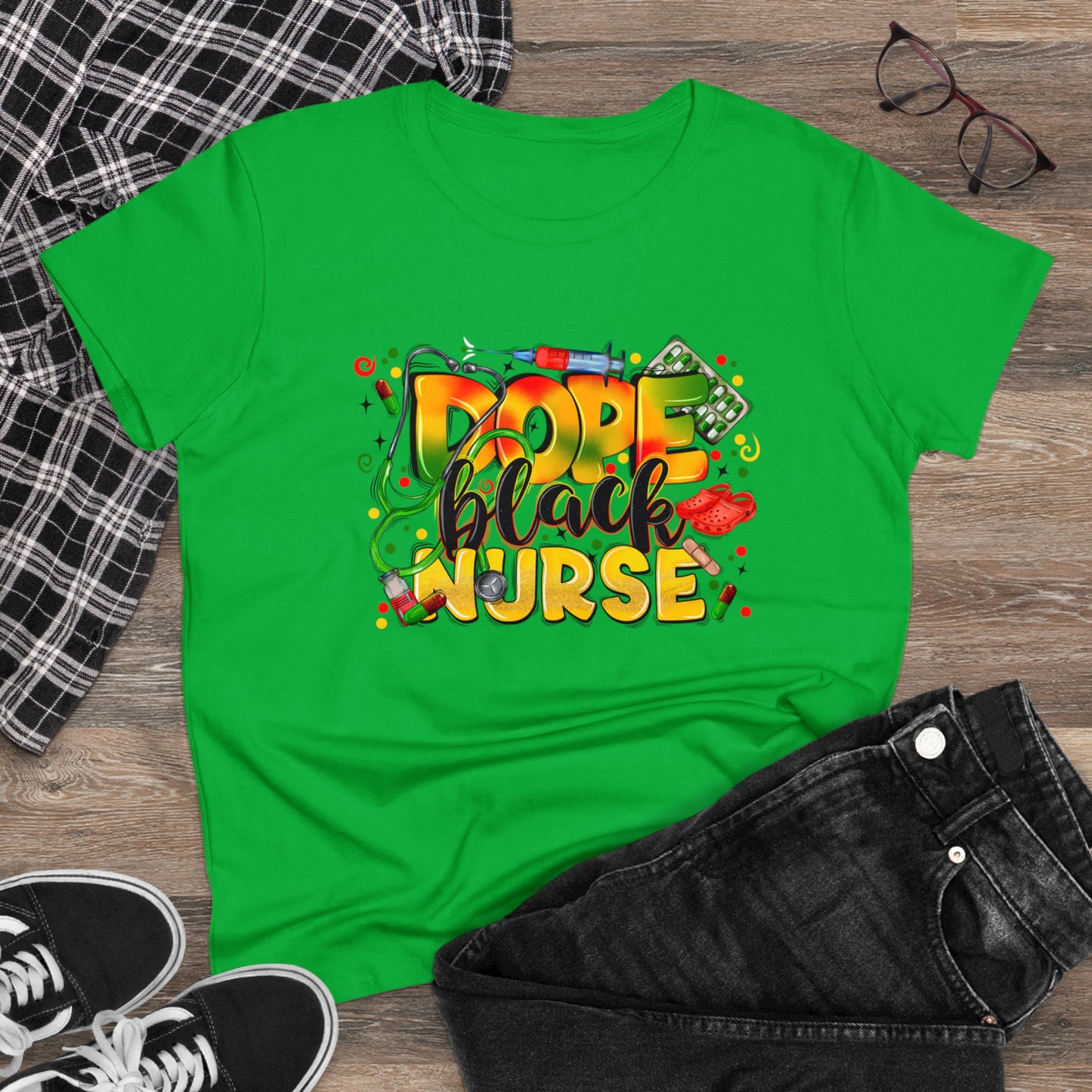 Dope Black Nurse Women's Midweight Cotton Tee