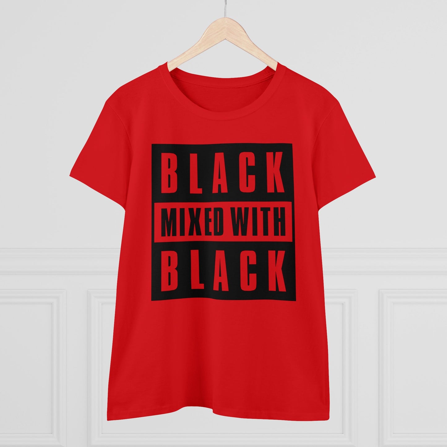 Black Mixed with Black Women's Midweight Cotton Tee