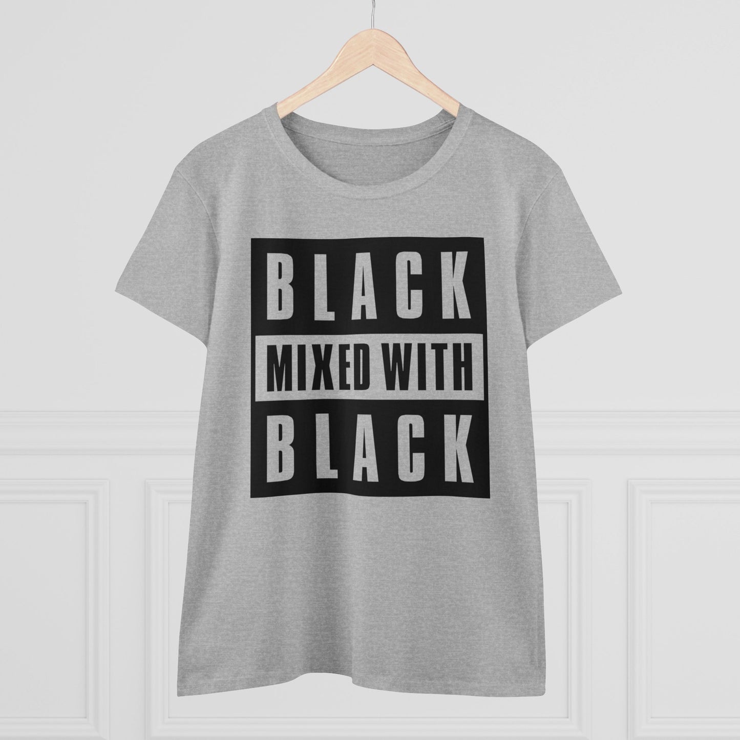 Black Mixed with Black Women's Midweight Cotton Tee